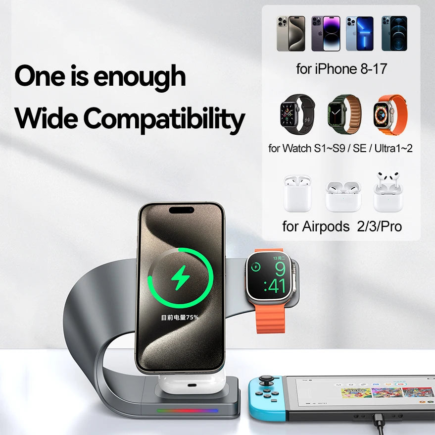4-in-1 Magnetic Wireless Charging Stand for iPhone