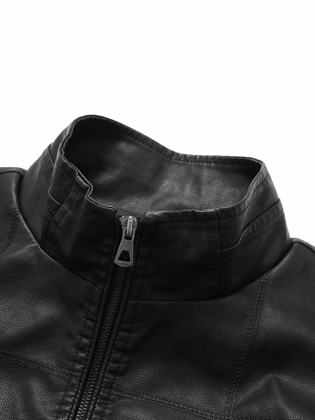 KingStyle Men's Stand-Up Collar Leather Jacket