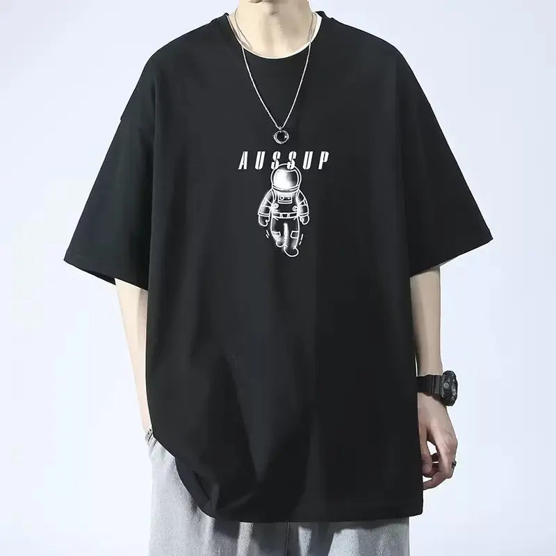 Men's T Shirt Summer Casual Short Sleeve T-Shirts Streetwear Oversized Loose Crew Neck Half Sleeve Tops Trendy Basic Tee