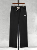 Men's Corduroy Drawstring Straight Leg Casual Pants Spring Autumn Loose Elastic Waist Trousers