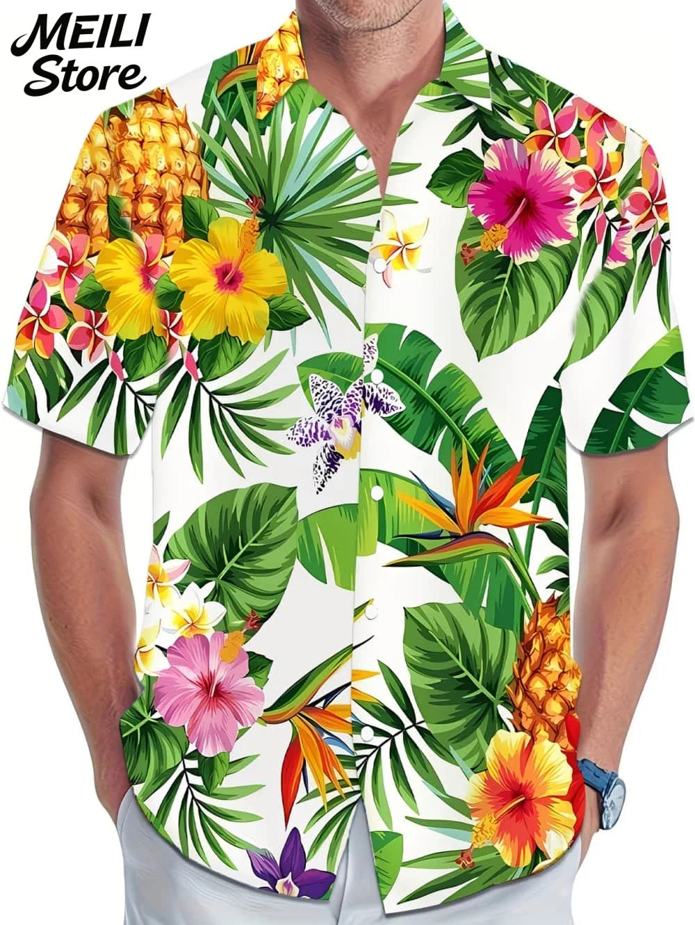 Holiday Hawaiian Men's Shirt Summer Fashion Casual Man Short Sleeve Shirt Cool Tropical Print Beach Wear Breathable Party Tops