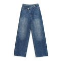 HH Women Elegant Fashion Straight Jeans Vintage Casual High Waist Wide Leg Denim Pants Y2K High Street Lady Trousers Blue Jeans