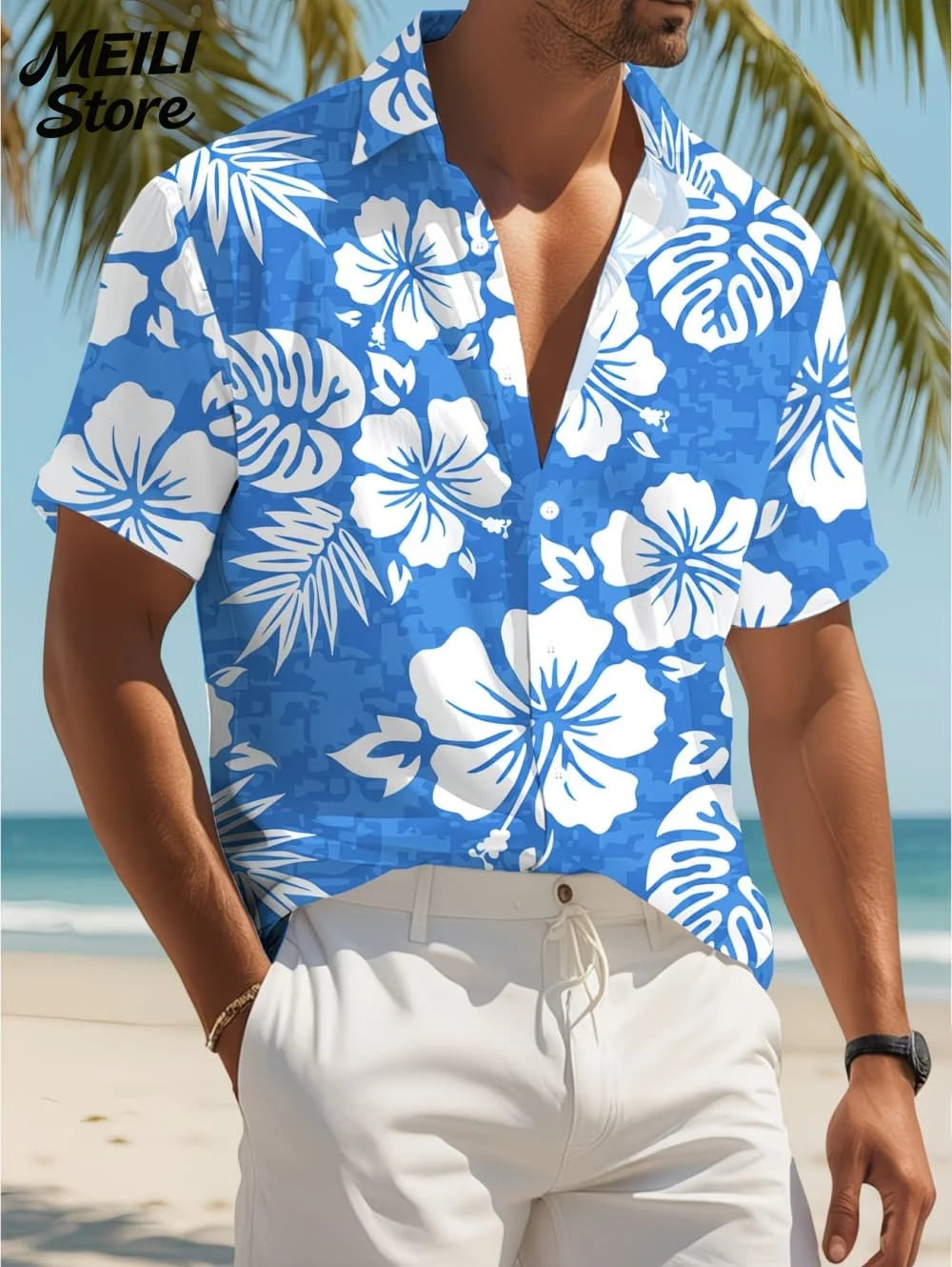 Holiday Hawaiian Men's Shirt Summer Fashion Casual Man Short Sleeve Shirt Cool Tropical Print Beach Wear Breathable Party Tops