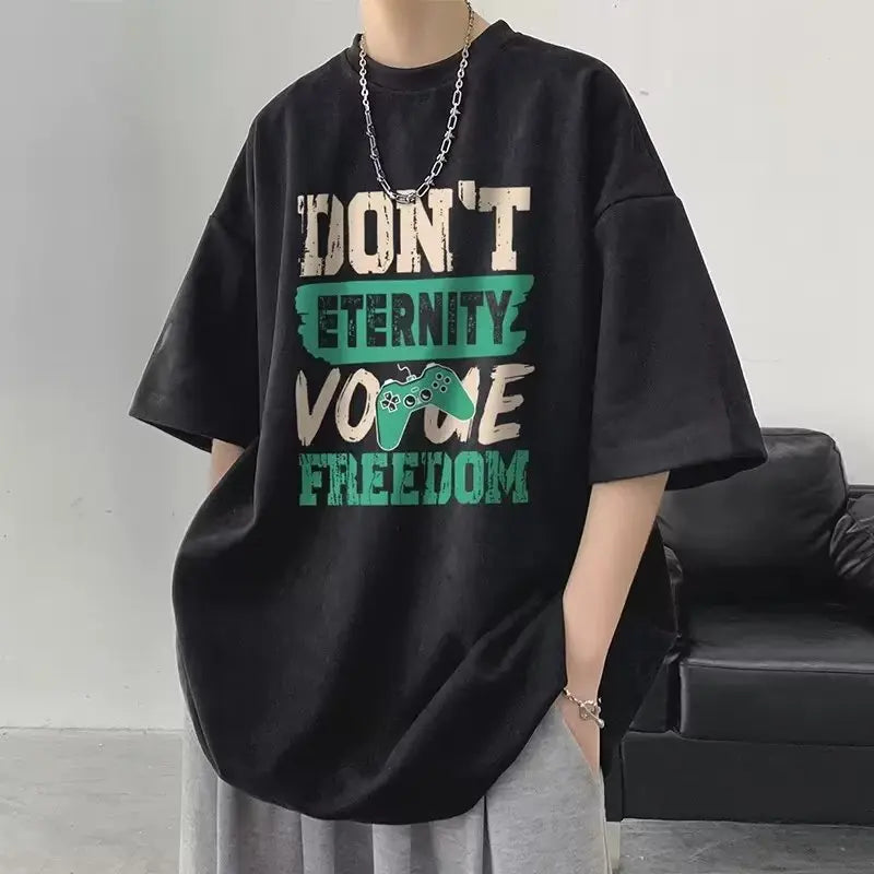 Men's T Shirt Summer Casual Short Sleeve T-Shirts Streetwear Oversized Loose Crew Neck Half Sleeve Tops Trendy Basic Tee