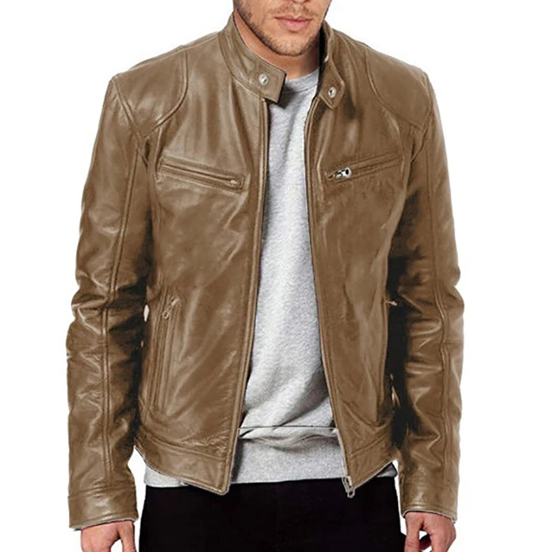 KingStyle Men's Motorcycle PU Leather Jacket