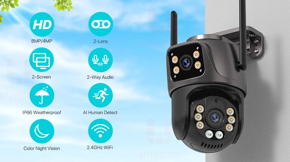 4K 8MP Outdoor WiFi PTZ Security Camera