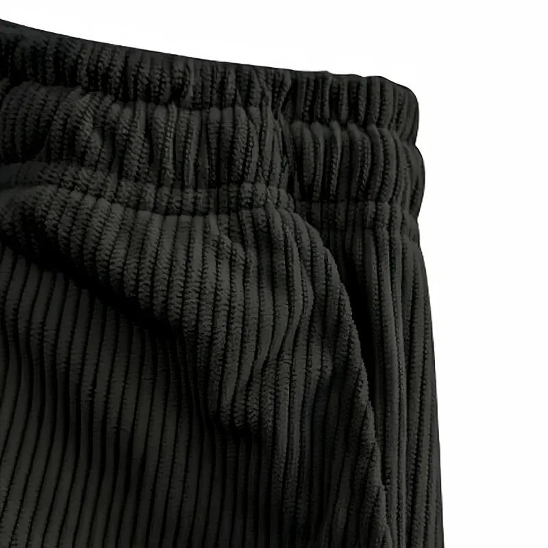 2026New Mens Corduroy Casual Pants Fashion Loose Fit Baggy Pants Straight Sweatpants Elastic Waist Drawstring Outdoor Streetwear