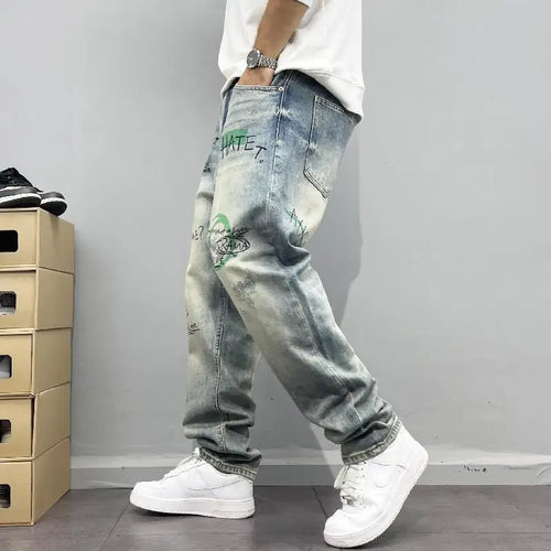 American Retro Printed Straight Leg Jeans