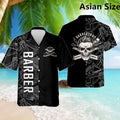 Simple Fashion Barber Graphic Shirts Summer Trend Short Sleeve 3D Print Lapel Workwear Shirt Casual Breathable Loose Unisex Tops