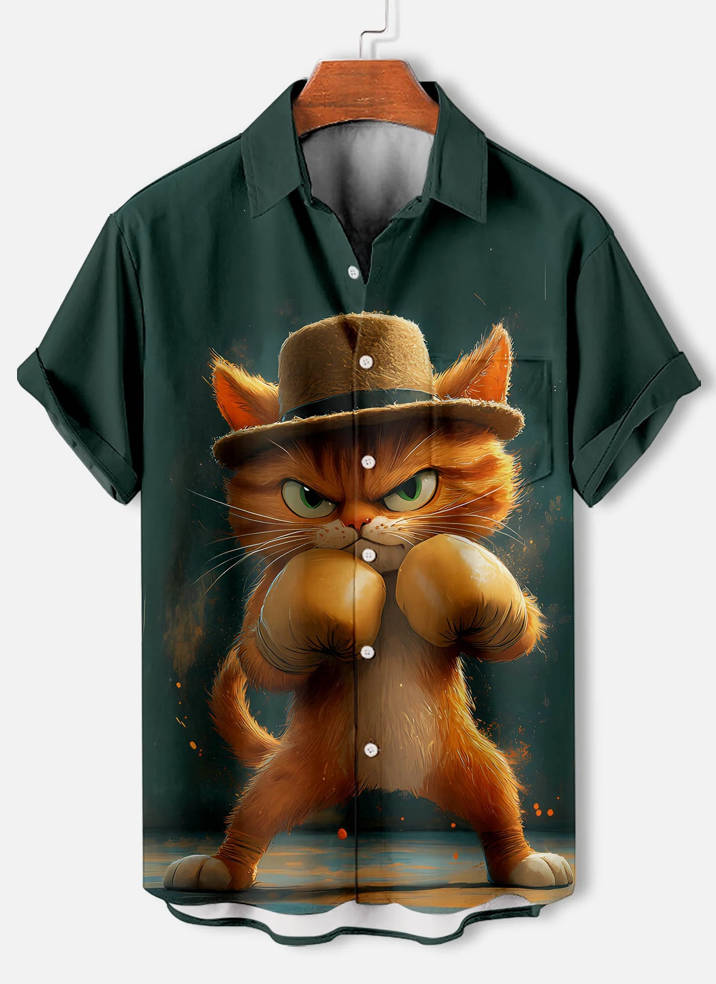 Summer Men's Funny Animals Shirts Fashion Short Sleeve Button Down Lapel Shirts Oversized Tops Casual Hawaiian Shirt for Man