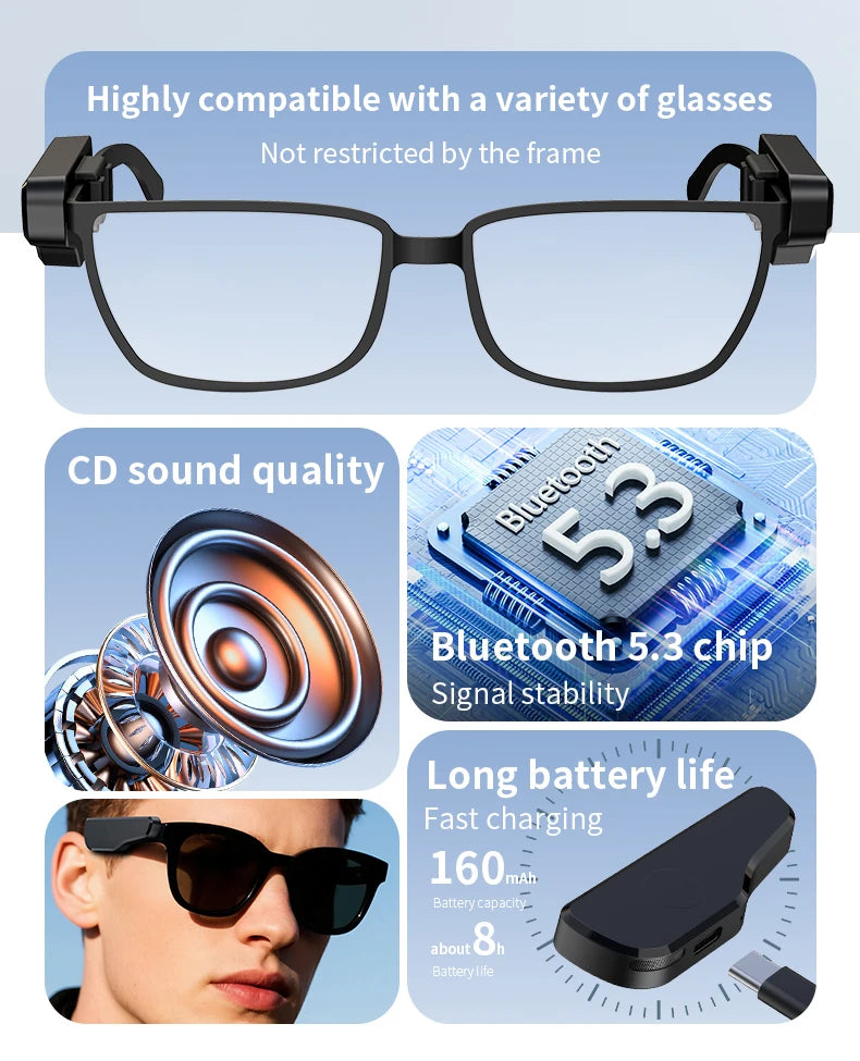 Bluetooth Air Conduction Glasses Headphones