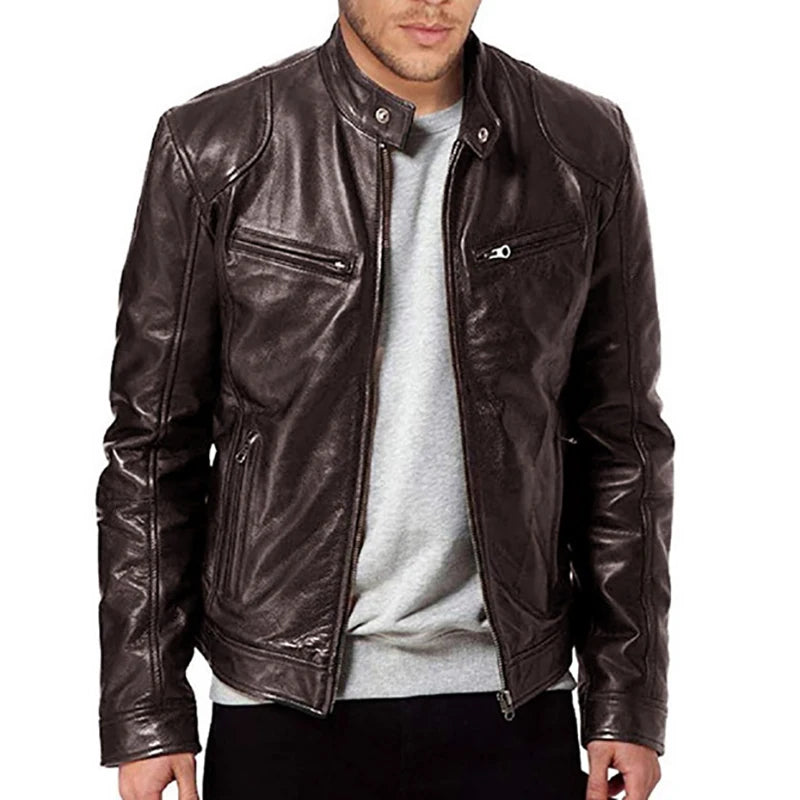 KingStyle Men's Motorcycle PU Leather Jacket
