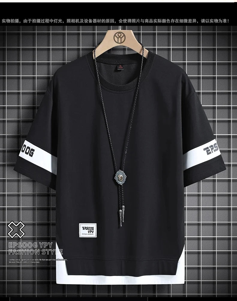 2026 Summer Hip Hop Loose Tshirts Mens Streetwear T-Shirts Casual Classic Short Sleeves Black White Tshirt Tees Oversize 5Xl