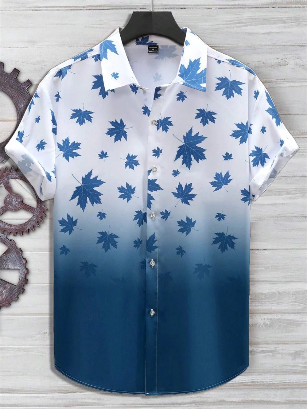 Men Street Fashion Summer Daily Shirt Hawaiian Cartoon Print Casual Loose Shirts Short Sleeve Beach Loose Tops