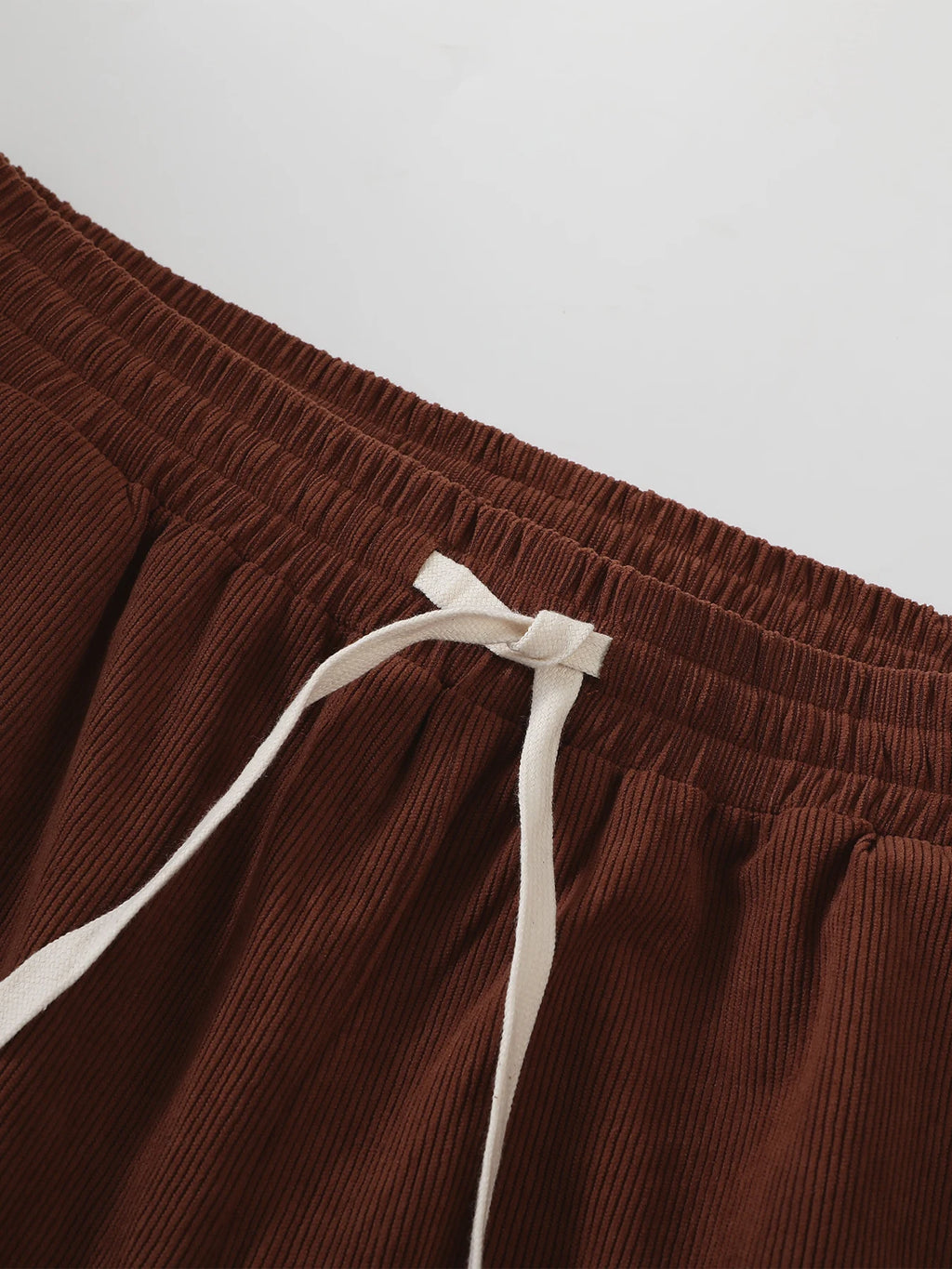 Men's Corduroy Drawstring Straight Leg Casual Pants Spring Autumn Loose Elastic Waist Trousers