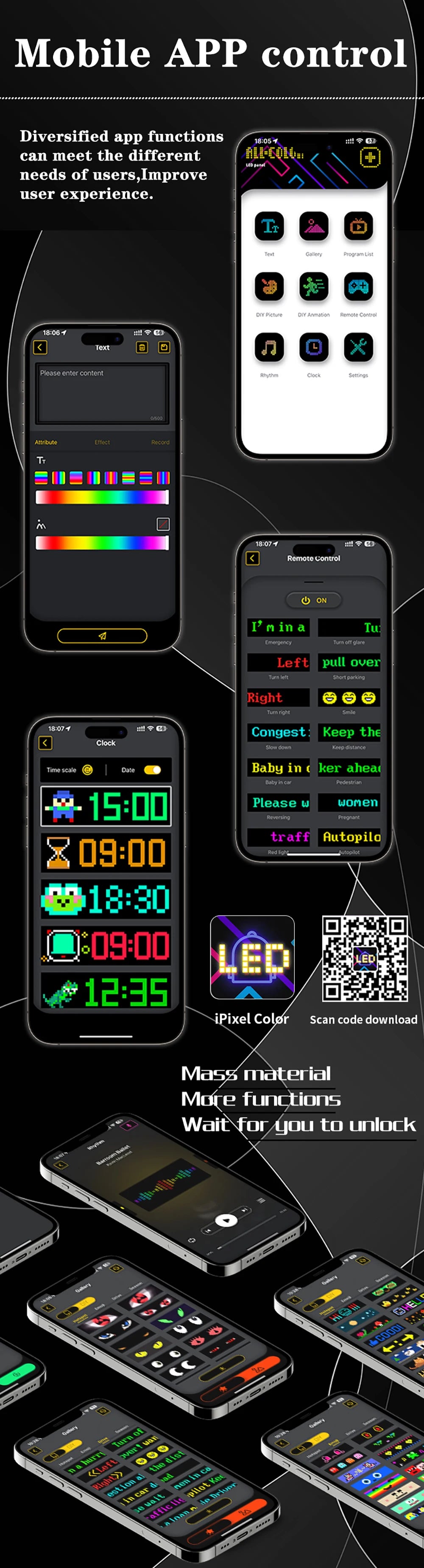 Bluetooth Programmable LED Matrix Pixel Display Panel