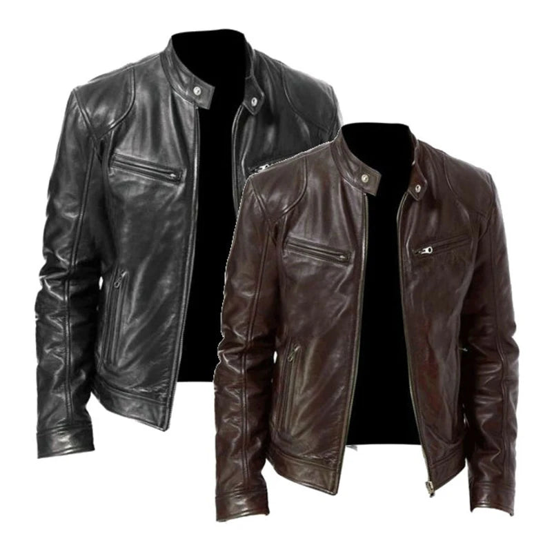 KingStyle Men's Motorcycle PU Leather Jacket