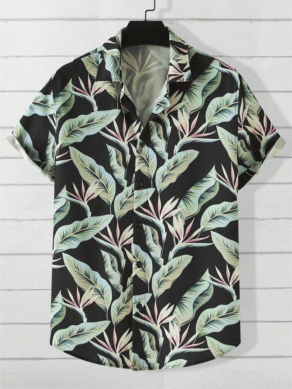 Men Street Fashion Summer Daily Shirt Hawaiian Cartoon Print Casual Loose Shirts Short Sleeve Beach Loose Tops