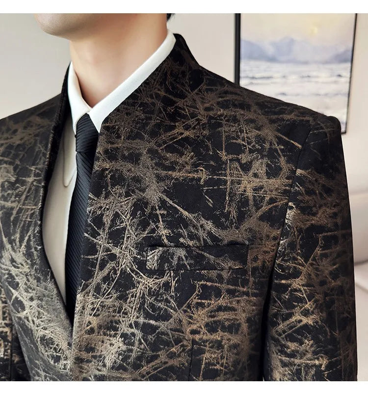 KingStyle Men's Jacquard Slim Fit Suit Blazer