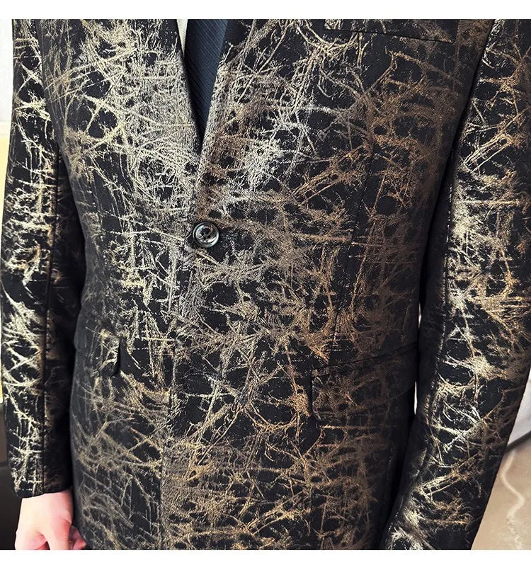 KingStyle Men's Jacquard Slim Fit Suit Blazer