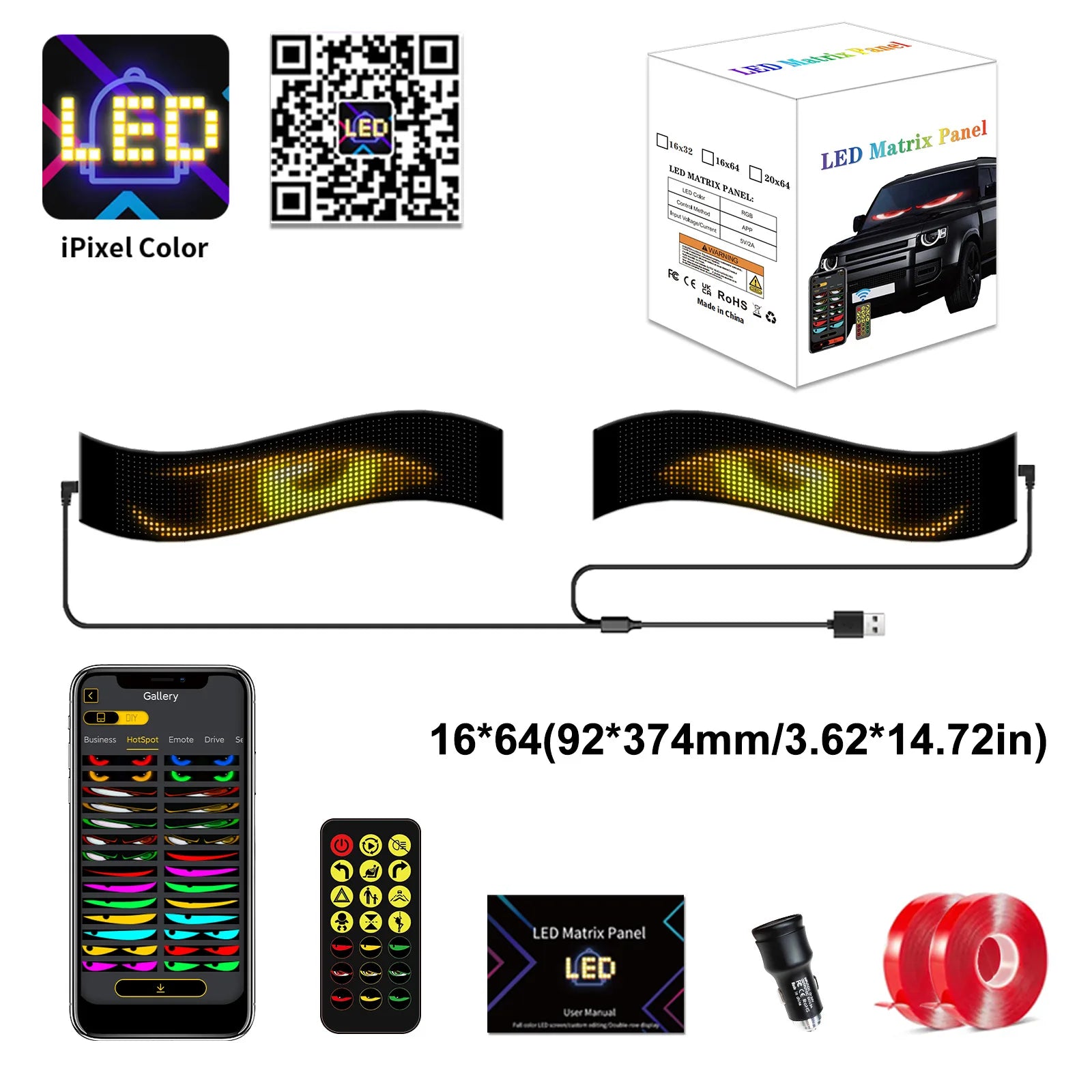 Dynamic Devil Eyes Programmable LED Car Display