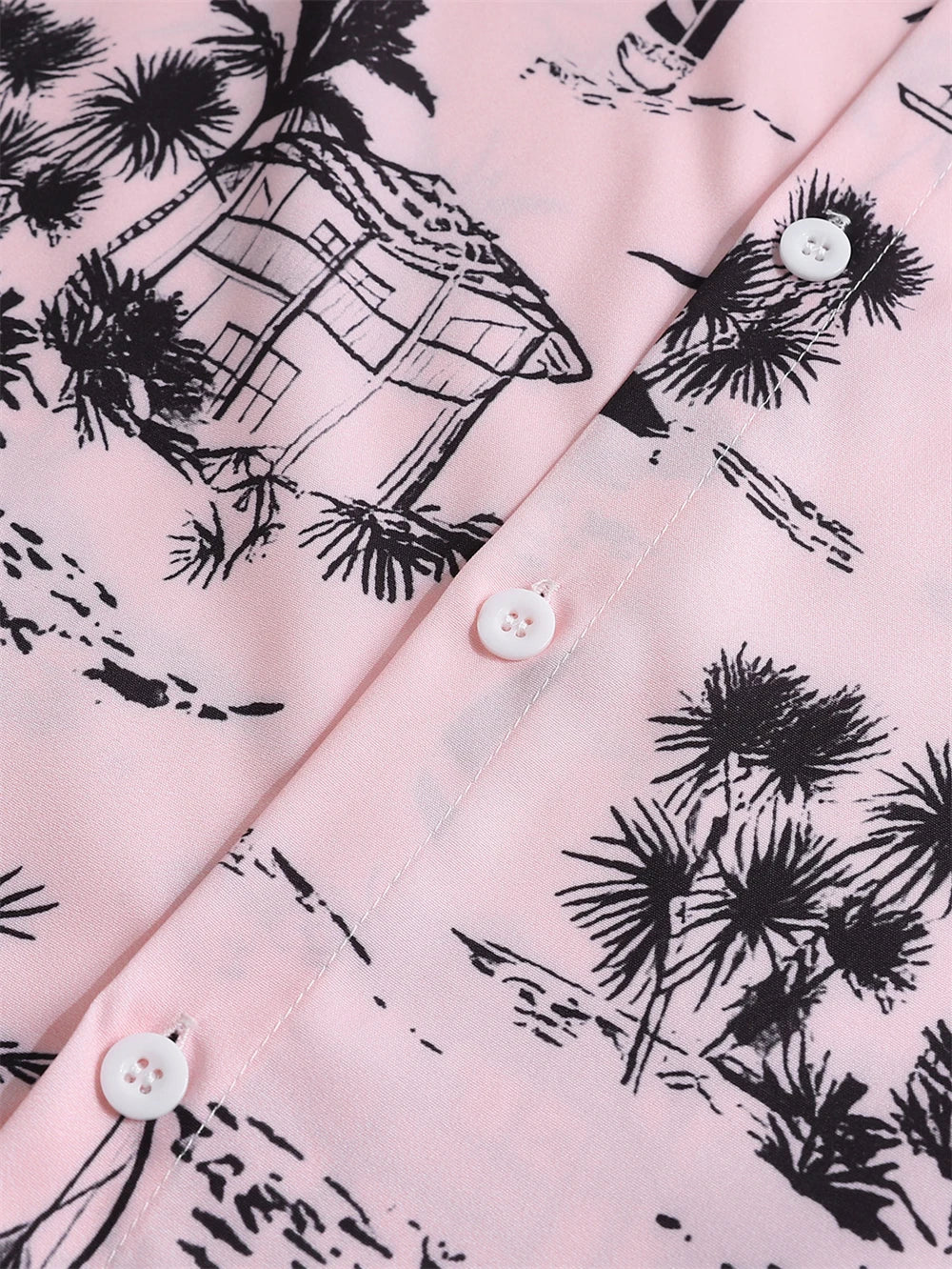 Men Street Fashion Summer Daily Shirt Hawaiian Cartoon Print Casual Loose Shirts Short Sleeve Beach Loose Tops