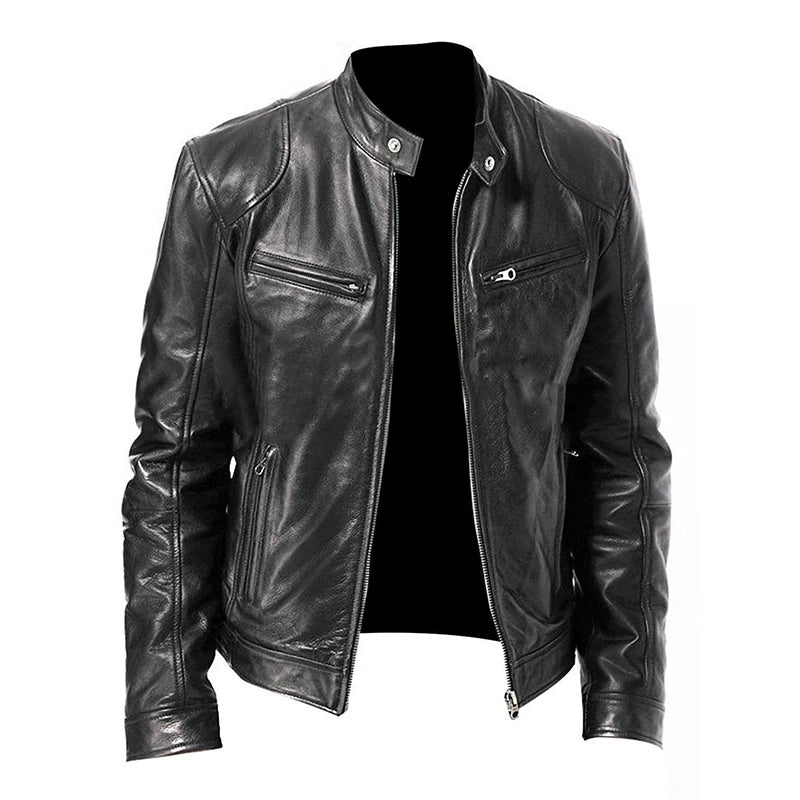 KingStyle Men's Motorcycle PU Leather Jacket