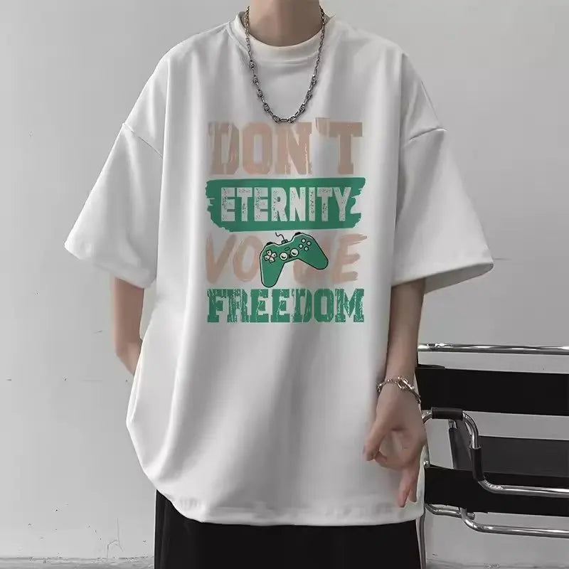 Men's T Shirt Summer Casual Short Sleeve T-Shirts Streetwear Oversized Loose Crew Neck Half Sleeve Tops Trendy Basic Tee