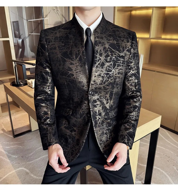 KingStyle Men's Jacquard Slim Fit Suit Blazer