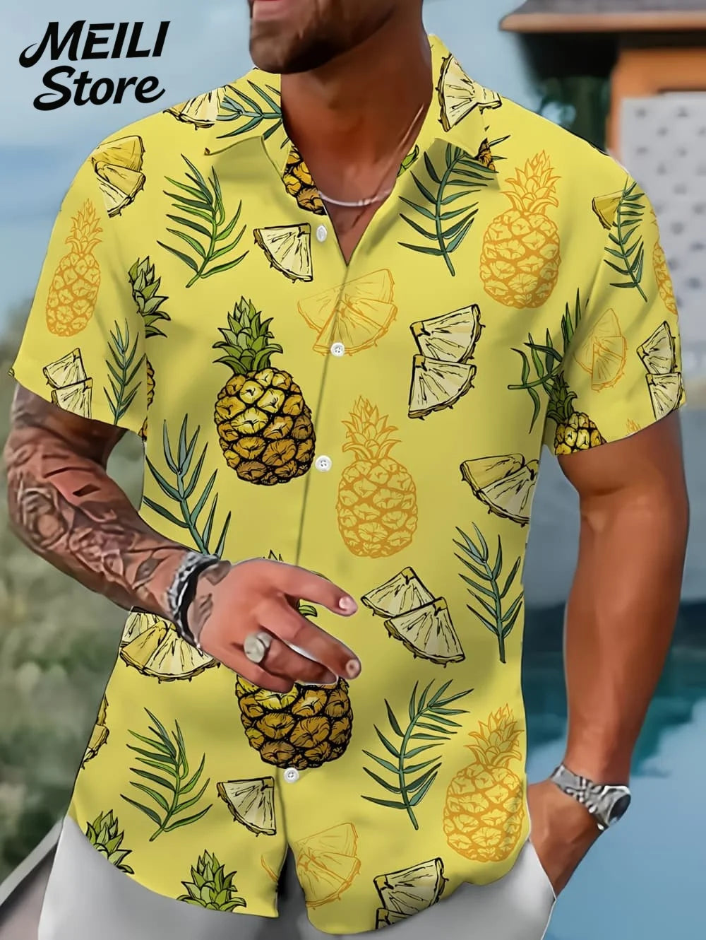 Holiday Hawaiian Men's Shirt Summer Fashion Casual Man Short Sleeve Shirt Cool Tropical Print Beach Wear Breathable Party Tops