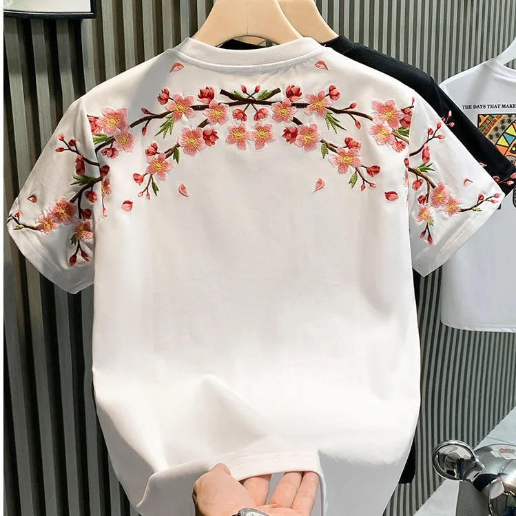 KingStyle Embroidered Flower Tee