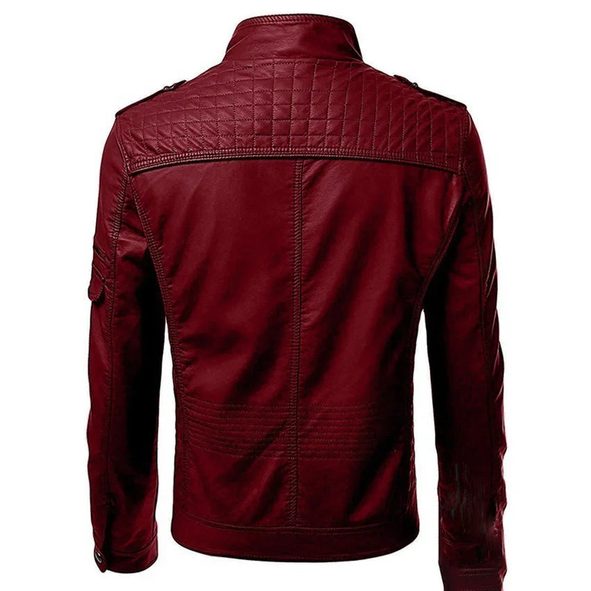 KingStyle Men's Punk Motorcycle Leather Jacket