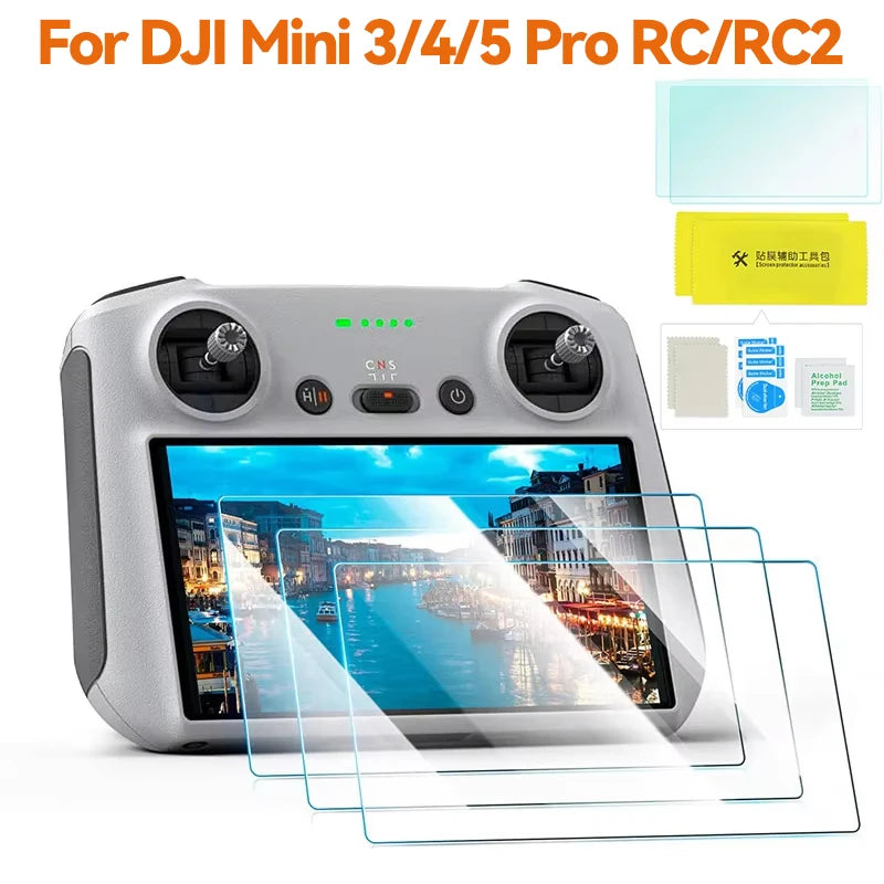 KingStyle DJI Mini 3 / 4 / 5 Pro RC Screen Protector — 9H HD Tempered Glass