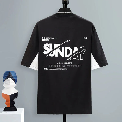 Fashion Men's Casual T-Shirts 2026 Summer Youth Hip Hop Streetwear Short Sleeve Tops & Tees Teen's Loose Pull On Tshirt Clothing
