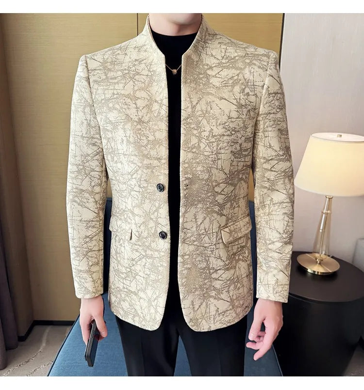 KingStyle Men's Jacquard Slim Fit Suit Blazer