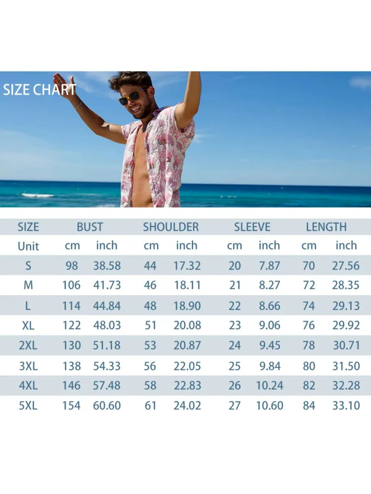 Men's Short-sleeved Shirt Summer Fashion Eagle Print Blouse Men's Casual Loose Shirt Large Size Lapel Short-sleeved Shirt S-5XL