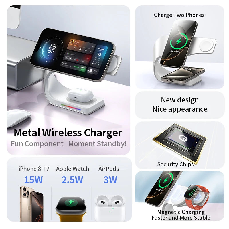 4-in-1 Magnetic Wireless Charging Stand for iPhone
