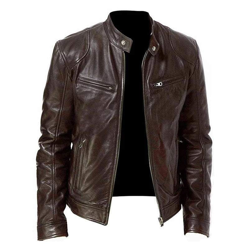 KingStyle Men's Motorcycle PU Leather Jacket