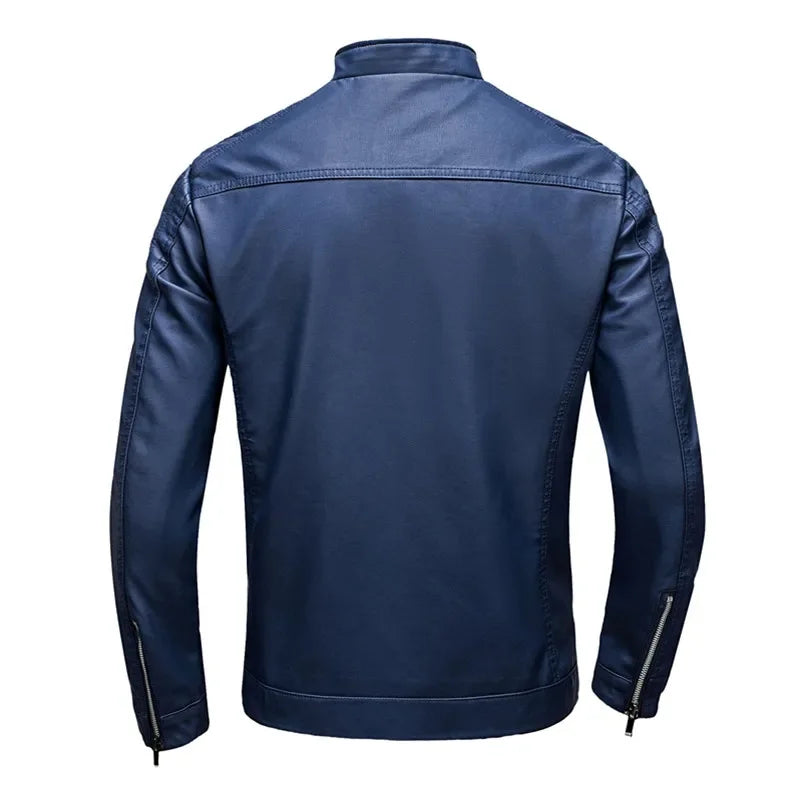 KingStyle Men's Korean Slim Leather Jacket