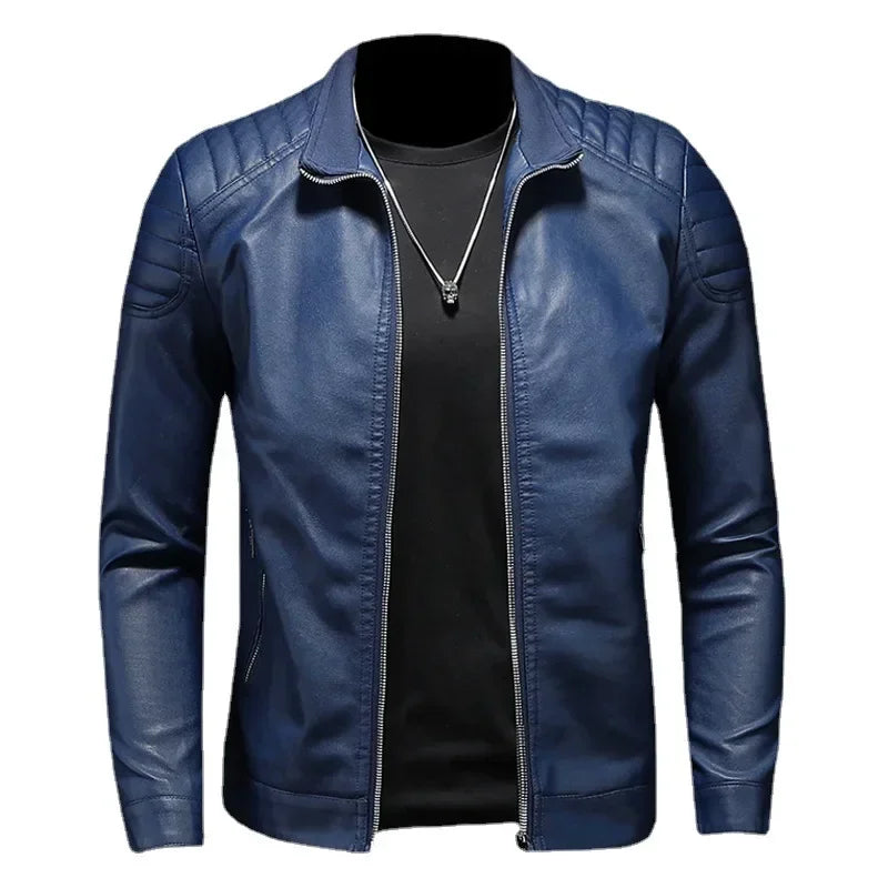 KingStyle Men's Korean Slim Leather Jacket