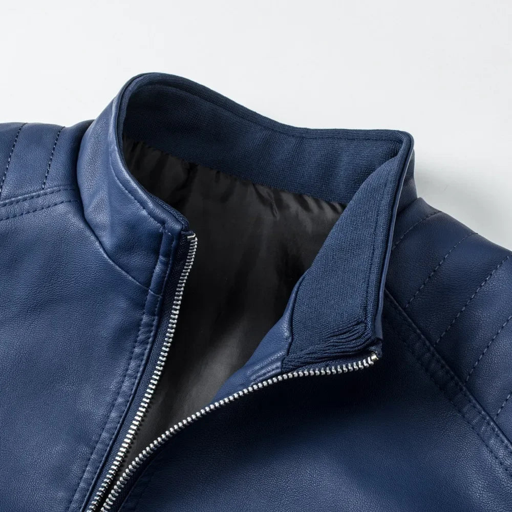 KingStyle Men's Korean Slim Leather Jacket