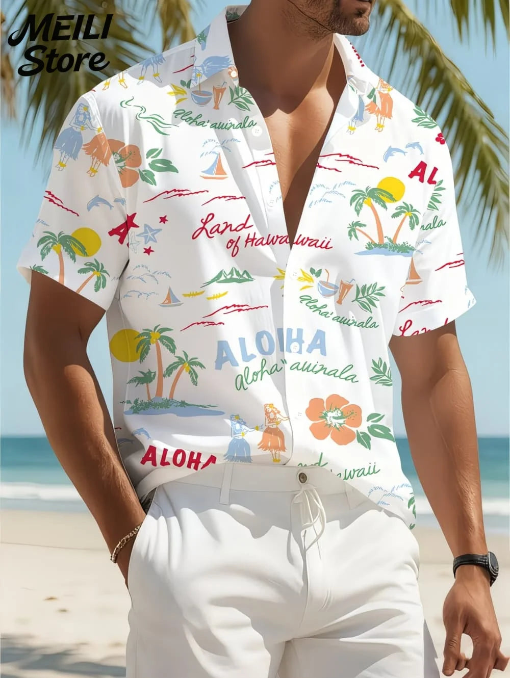Holiday Hawaiian Men's Shirt Summer Fashion Casual Man Short Sleeve Shirt Cool Tropical Print Beach Wear Breathable Party Tops