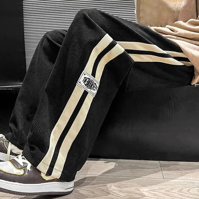 High Street Casual Pants Men Wide-leg Straight Corduroy Trousers Spring Autumn Fashion Jogger Couple Streetwear new sweatpants