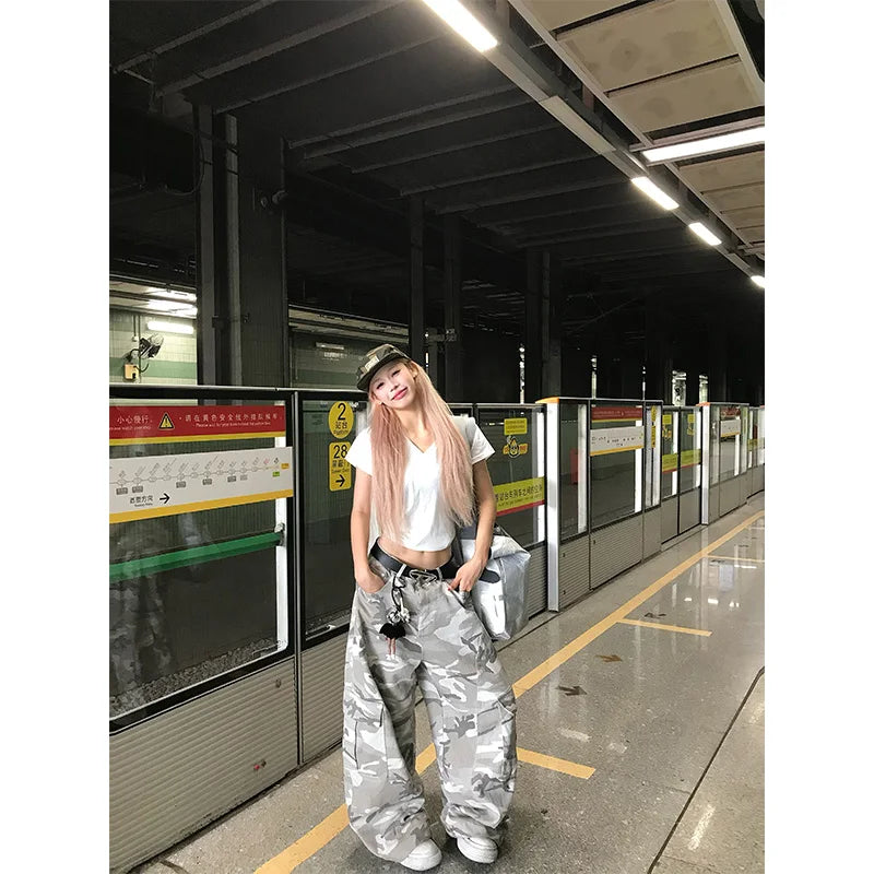 Y2K Men Pants Harajuku Vintage Camouflage Pattern Baggy Casual Sweatpants Hip Hop Gothic Men Women Wide Leg Trousers Streetwear
