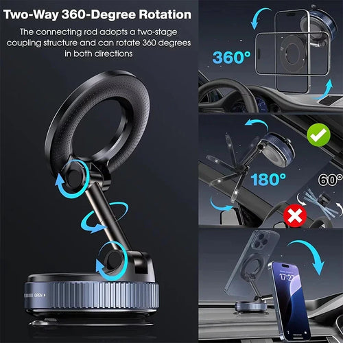 360° Magnetic Car Phone Holder with Strong Suction
